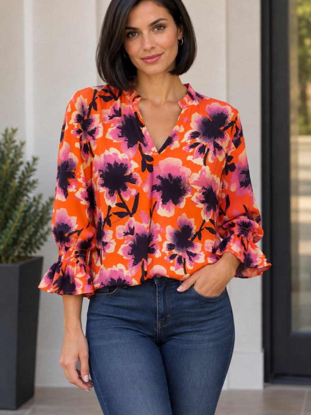 NWOT Studio Park Silky Blouse, Size S/M